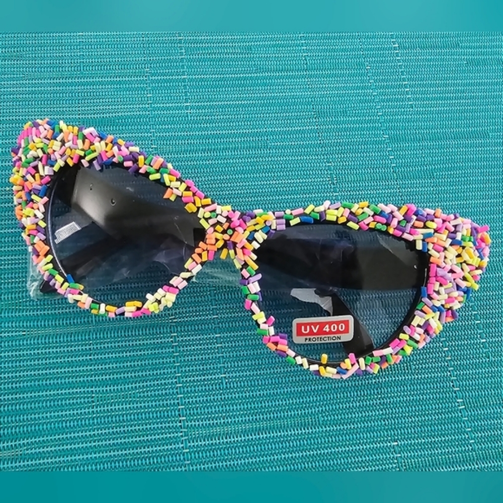 NEW Women's Sprinkle Cat Eye Fashion Sunglasses - Picture 7 of 11